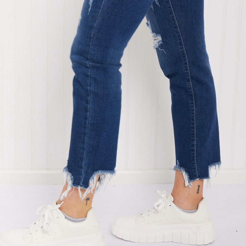 Judy Blue Kendall Full Size Shark-Bite Slim Jeans - Picture 3 of 7